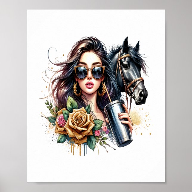 Ästhetische Girl Horl Glitzer Rose Poster (Vorne)