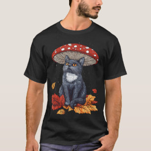 Ästhetische Goblincore-Katze versteckt unter Pilz T-Shirt
