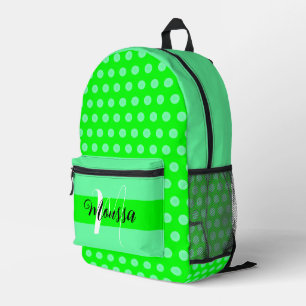 Ästhetische Grüne Farbe - Neon Anfangsbuchstabe Na Bedruckter Rucksack