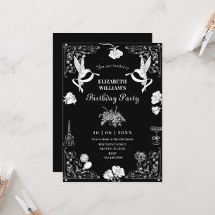Ästhetische Handschrift gezeichnet florales Party Einladung