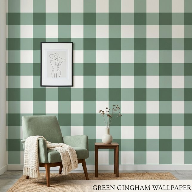 Ästhetische hellgrüne Gingham-Klassiker-Tapete Tapete (Von Creator hochgeladen)