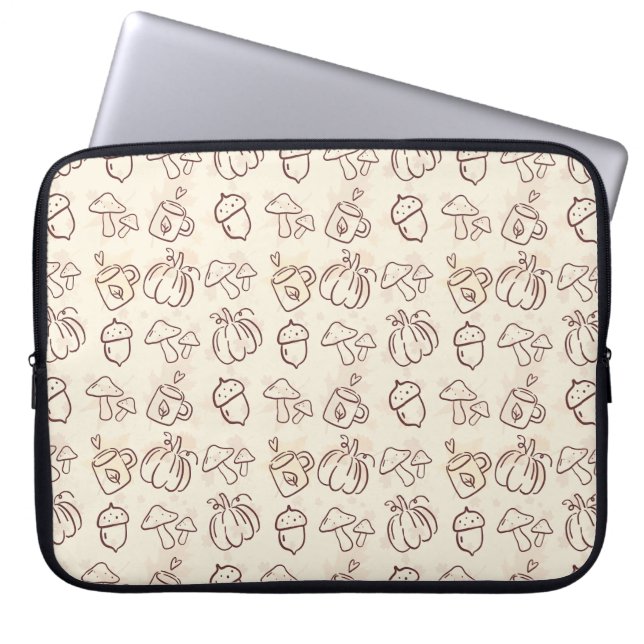 Ästhetische Herbst-Doodle-Muster-Laptoptasche Laptopschutzhülle (Vorderseite)