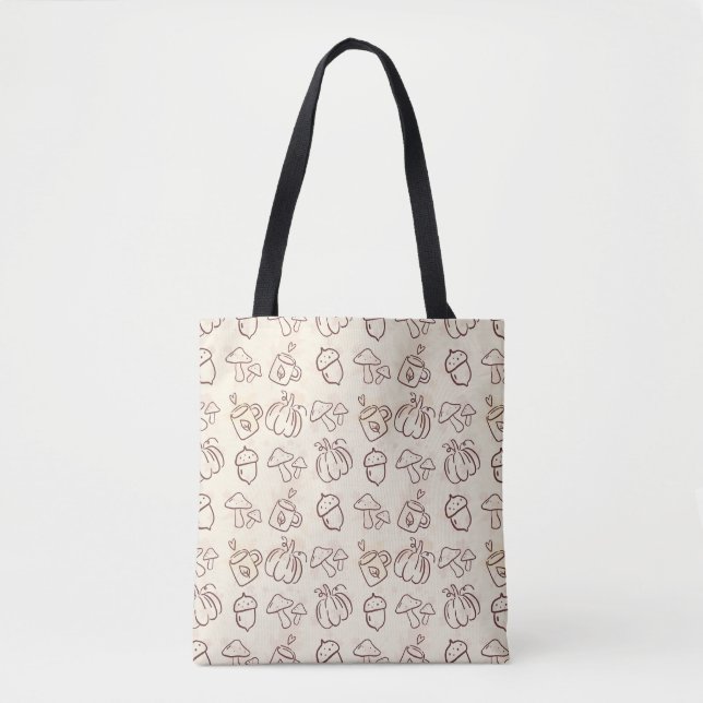 Ästhetische Herbst-Doodle-Muster-Tasche (Vorderseite)