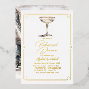 Ästhetische Hochzeitsprobe-Dinnerparty im Stil des Folieneinladung