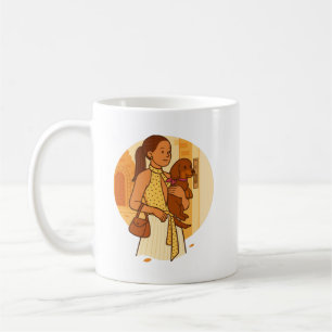 Ästhetische Hundemutter-mit-Welpe-Illustration Kaffeetasse