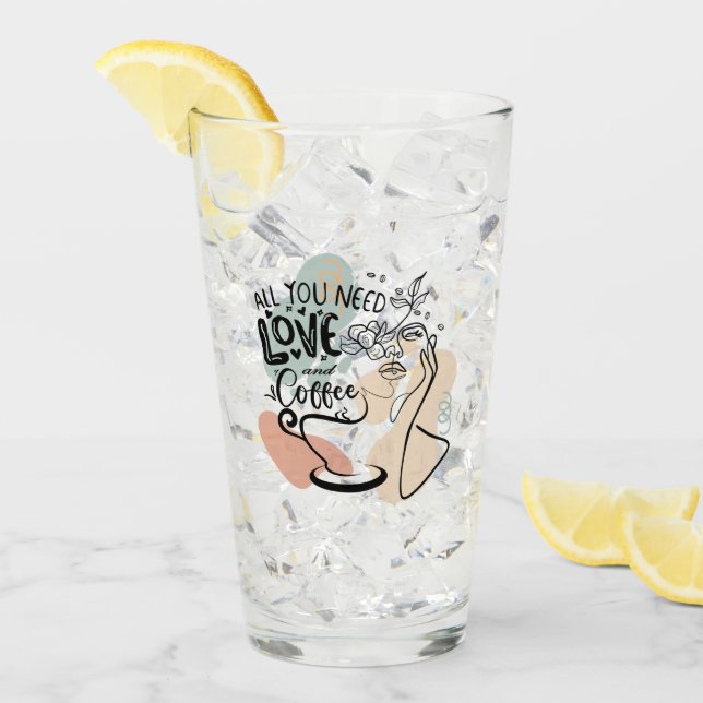 Ästhetische Illustrationen, Mädchenkaffee Glas (Vorderseite Ice)