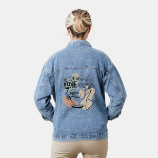 Ästhetische Illustrationen, Mädchenkaffee Jeansjacke
