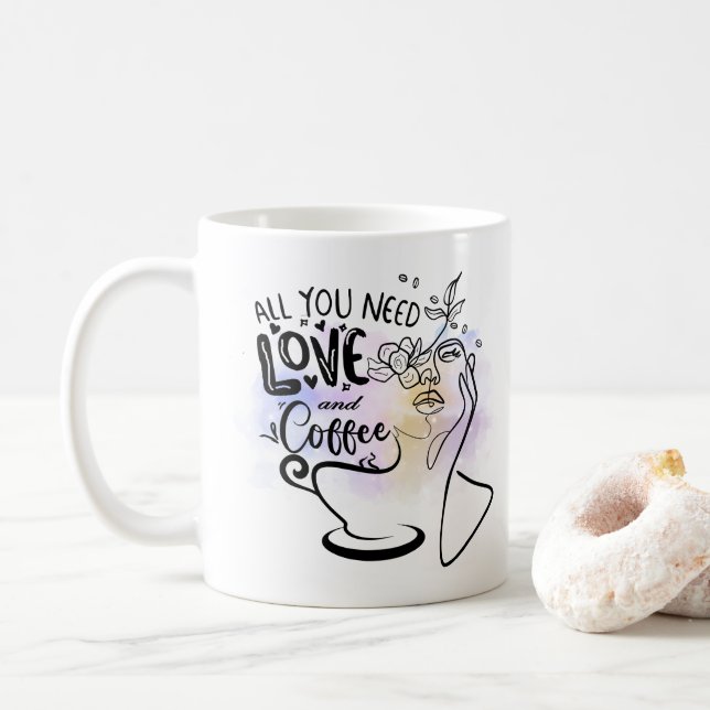 Ästhetische Illustrationen, Mädchenkaffee Kaffeetasse (Mit Donut)