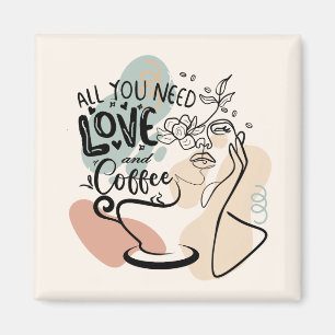 Ästhetische Illustrationen, Mädchenkaffee Magnet
