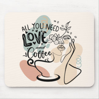 Ästhetische Illustrationen, Mädchenkaffee Mousepad