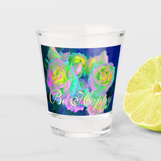 Ästhetische Iridescent Pearly Rose sind glücklich Schnapsglas (Vorderseite)
