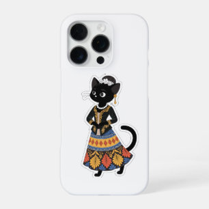 Ästhetische javanesisch schwarze Katze in traditio iPhone 16 Pro Hülle