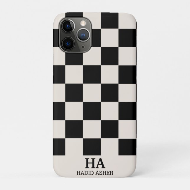 Ästhetische karierte Retro-Monogramm-Initialen  Case-Mate iPhone Hülle (Rückseite)