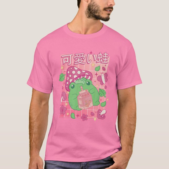 Ästhetische Kawaii Niedlich Frog Pilz Cotgcore Pe T-Shirt (Vorderseite)