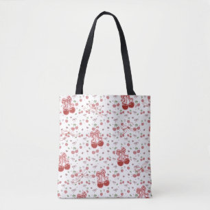 Ästhetische Kirsch-Tasche mit Herzen und Schleife