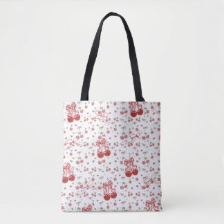 Ästhetische Kirsch-Tasche mit Herzen und Schleife