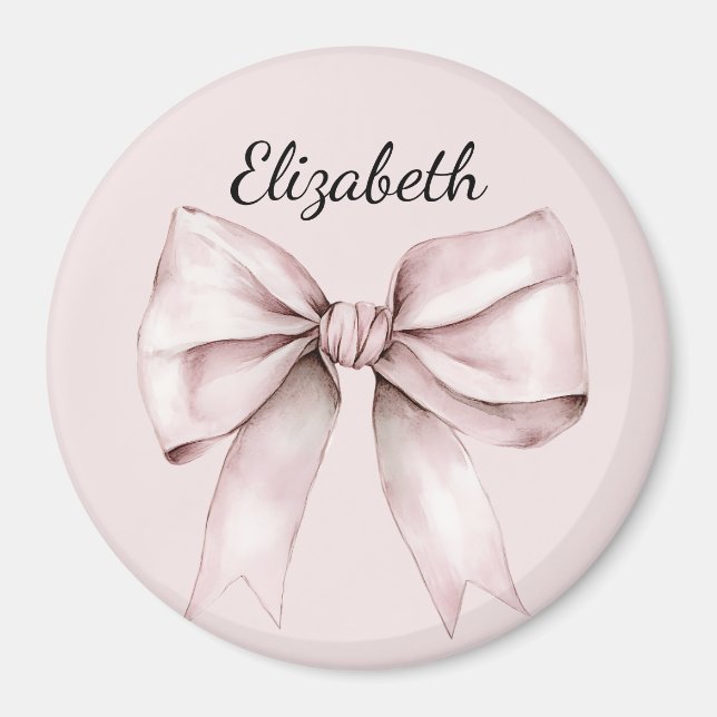 Ästhetische Kokette rosa Schleife personalisierter Magnet (Vorne)