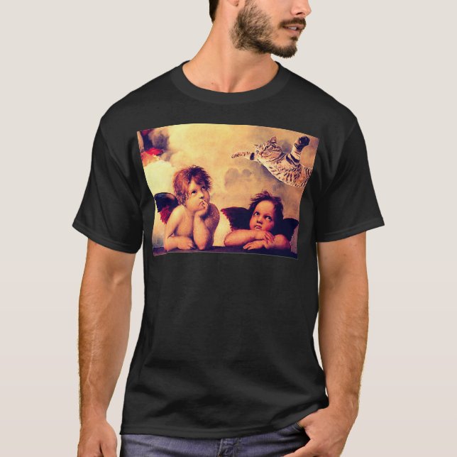 Ästhetische Kunst Raphael Angels Cat Funny Hallowe T-Shirt (Vorderseite)