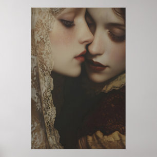 Ästhetische lesbische dunkle Romantik-Kunst druckb Poster