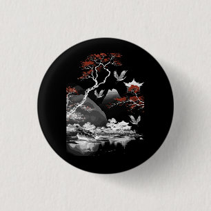 Ästhetische Malerei Japanischer Baum Cherry Blosso Button
