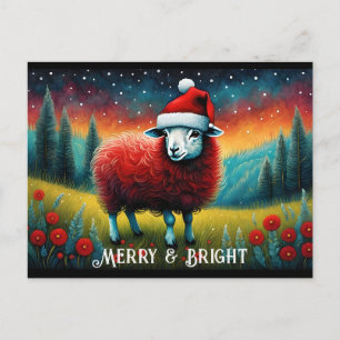 Ästhetische Meadow Niedlich Baby Sheep Weihnachtsf Postkarte