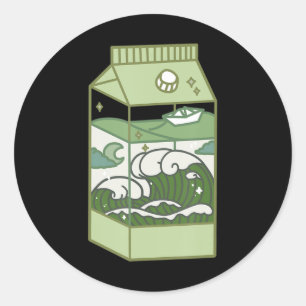 Ästhetische Milchkasten Kunstwerk Niedlich Kawaii Runder Aufkleber