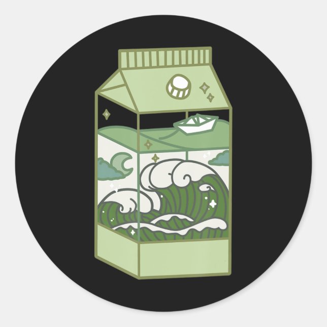 Ästhetische Milchkasten Kunstwerk Niedlich Kawaii  Runder Aufkleber (Vorderseite)