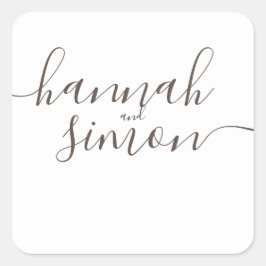 Ästhetische Moderne Minimalistische Goldene Hochze Quadratischer Aufkleber