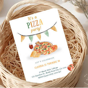 Ästhetische moderne Pizza-Party-Einladungskarte Einladung