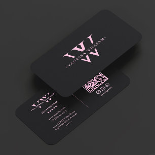 Ästhetische Monogramm-Initialen V W Pink Schwarz Visitenkarte