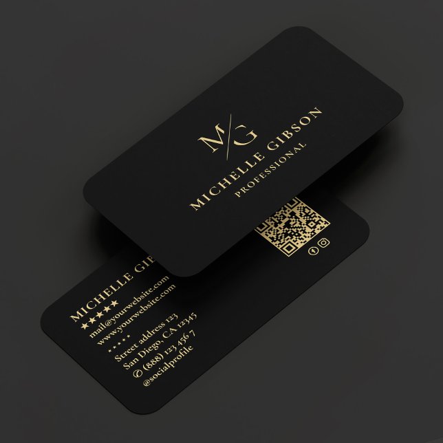 Ästhetische Monogramm-Linie Beruflich Minimal Schw Visitenkarte (Aesthetic Monogram Line Professional Minimal Black Business Card
)
