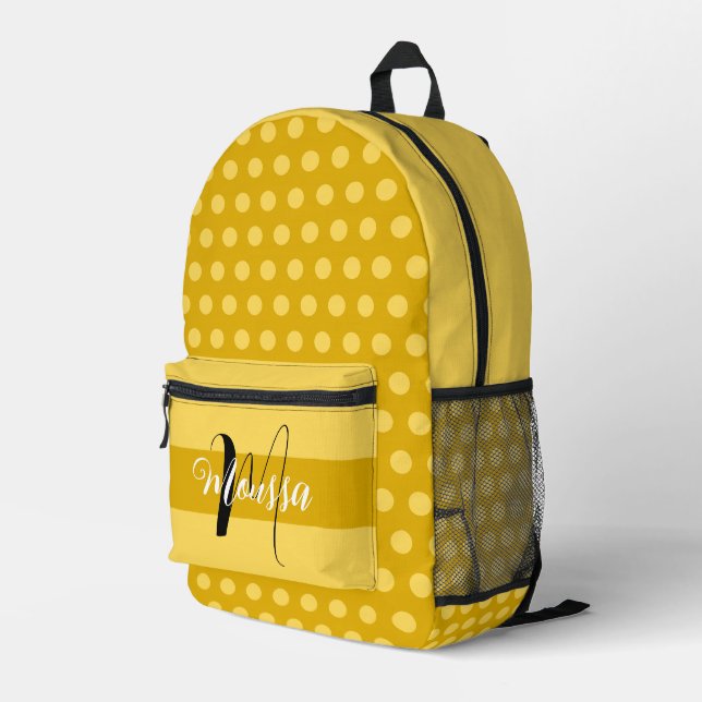 Ästhetische Mustardfarbe - Monogramm für den Erdna Bedruckter Rucksack (Rückseitige Ecke Rechts)