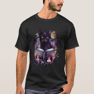 Ästhetische Mystische Katze liest Buch für Katzen T-Shirt