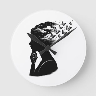 Ästhetische Nacht-Himmel-Schmetterlings-Kunst Runde Wanduhr