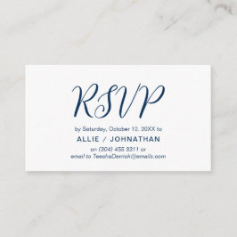 Ästhetische Navy Blue Script, Wedding RSVP reagier Begleitkarte