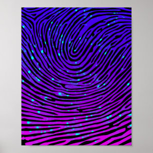 Ästhetische Neon Fingerprint Lumineszenz Poster