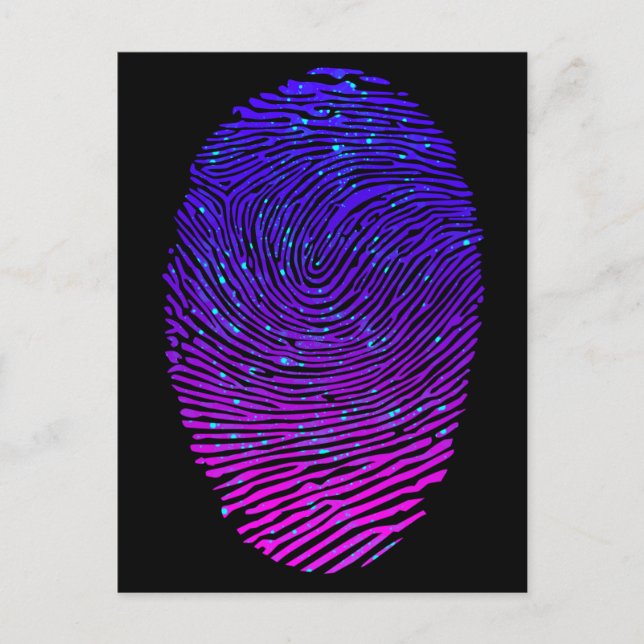 Ästhetische Neon Fingerprint Lumineszenz Postkarte (Vorderseite)