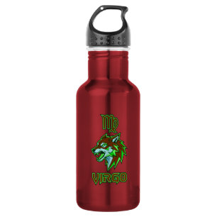 Ästhetische Neon-Grün-Jungfrau-Zodiak Edelstahlflasche