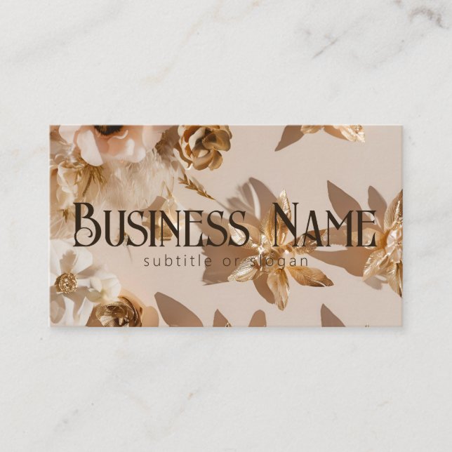 Ästhetische neutrale goldene florale Visitenkarte (Vorderseite)