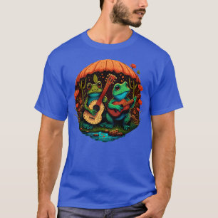 Ästhetische niedliche Frösche spielen ukelele auf T-Shirt