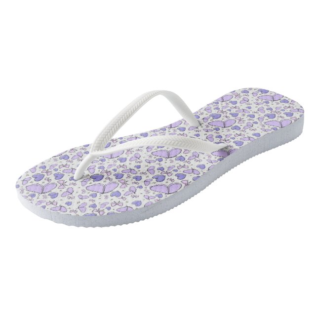 Ästhetische Niedliche Violetschmetterling Flip Flops (Schrägansicht)