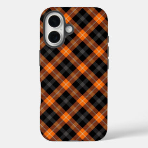 Ästhetische Orange, Schwarz Karo iPhone-Hülle   iPhone 16 Hülle