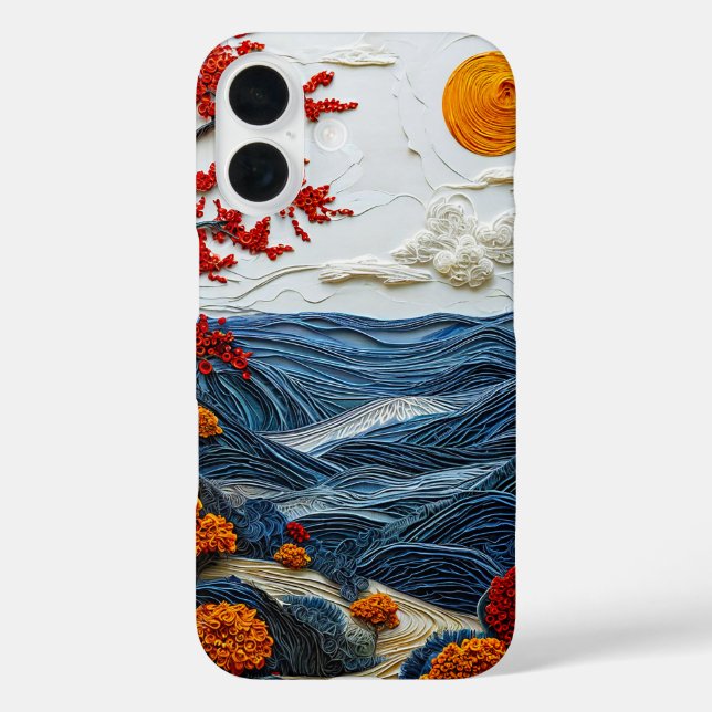 Ästhetische Papierschnitt-Ozeanlandschaft Case-Mate iPhone Hülle (Rückseite)