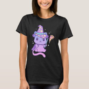 Ästhetische Pastel Goth Kitten mit Pizza Niedlich  T-Shirt