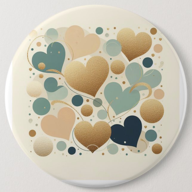 Ästhetische Pastel Liebe Herz Beige Abstrakt Minim Button (Vorderseite)