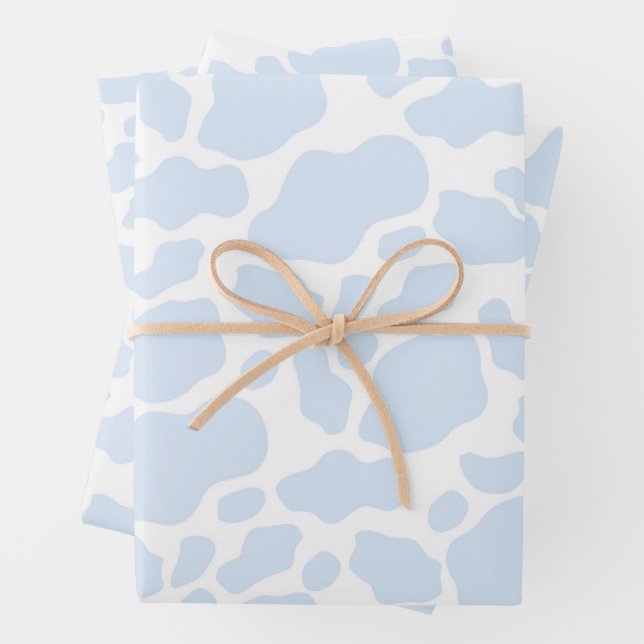Ästhetische Pastel Light Blue Kuh Geschenkpapier Set (Beispiel)