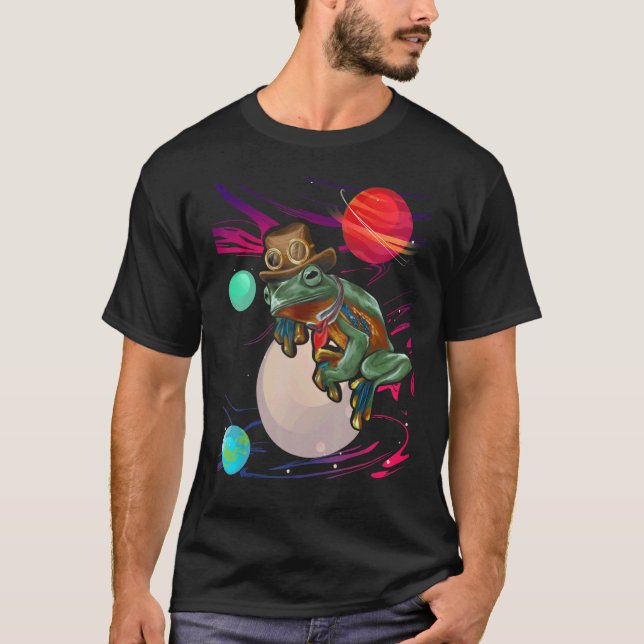 Ästhetische Psychedelic Frog Trippy Galaxy Space f T-Shirt (Vorderseite)