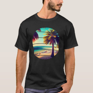 Ästhetische Retro Stil Palme Tree Tropical Beach V T-Shirt