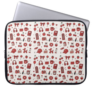Ästhetische rote Doodle-Muster-Laptop-Hülle | Laptopschutzhülle