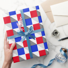 Ästhetische rote Schwarz-weiße und blaue geometris Geschenkpapier